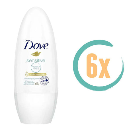 6x Dove Sensitive Deoroller 50ml, VoordeligInslaan.nl