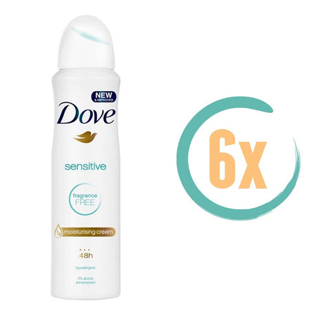 6x Dove Sensitive Parfumvrije Deospray 150ml, VoordeligInslaan.nl