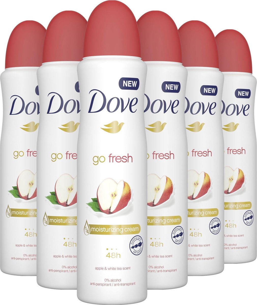 6x Dove Apple & White Tea Deospray 150ml, VoordeligInslaan.nl