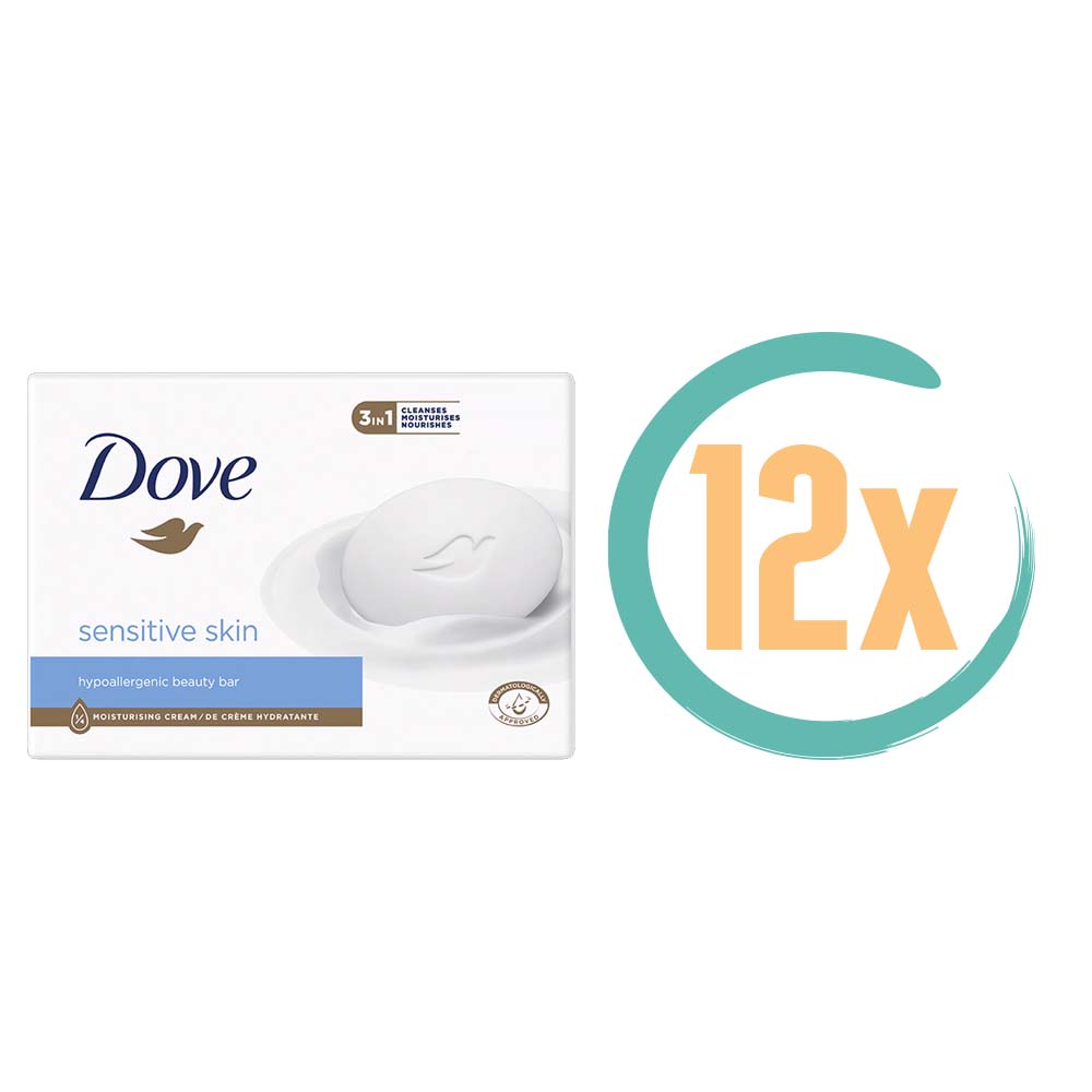 12x Dove Beauty Bar Sensitive Skin 90gr, VoordeligInslaan.nl