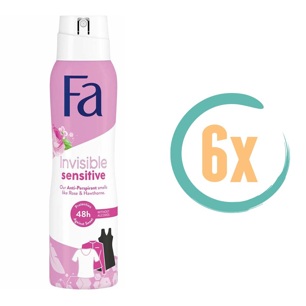 6x Fa Invisible Sensitive Deospray 150ml, VoordeligInslaan.nl