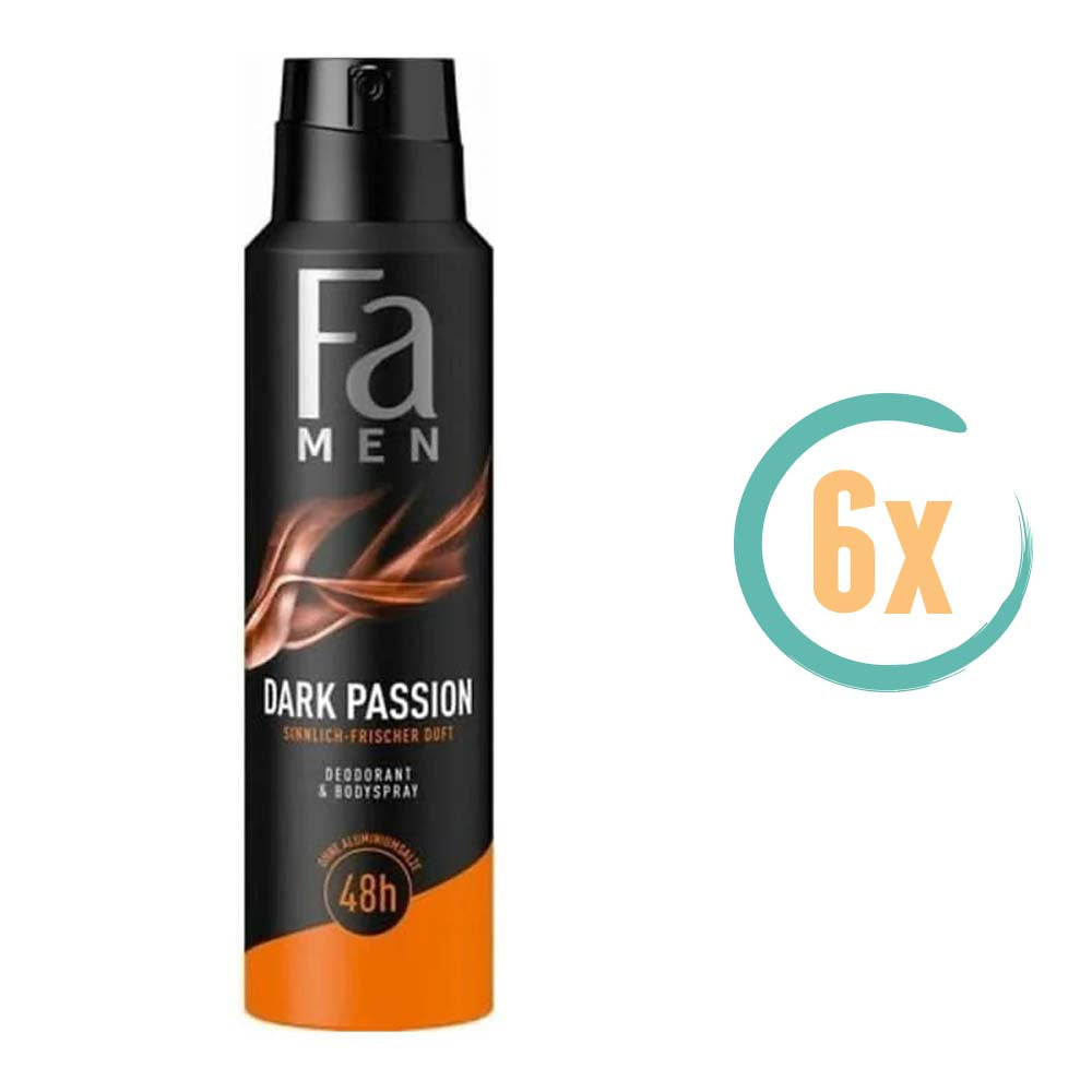 6x Fa Men Dark Passion Deospray 150ml