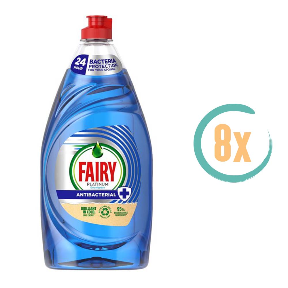 8x Fairy Afwasmiddel Platinum Eucalyptus 820ml