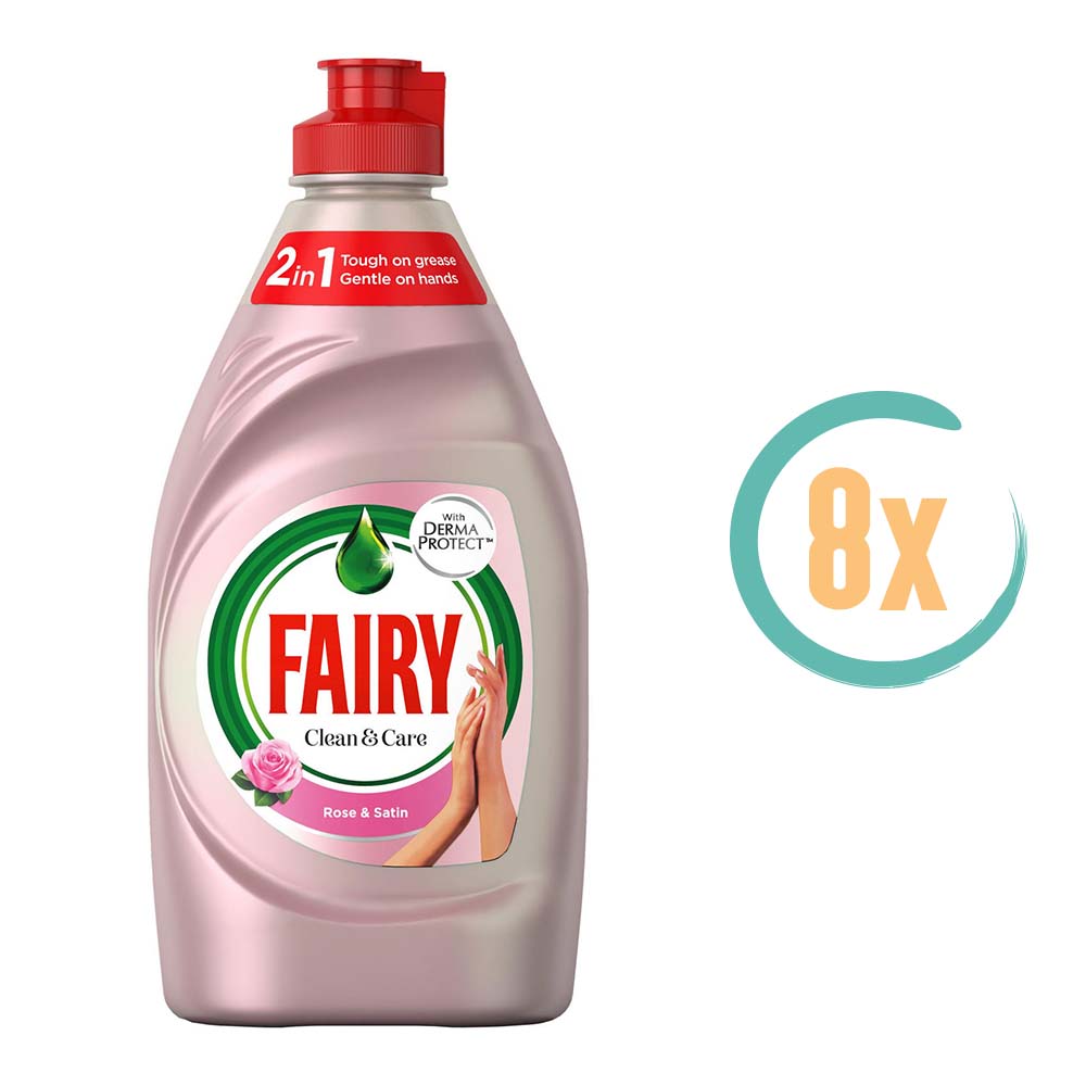 8x Fairy Afwasmiddel Rose & Satin 1015ml