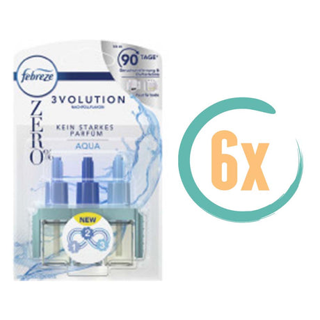 6x Febreze 3Volution Navulling Aqua 20ml, VoordeligInslaan.nl