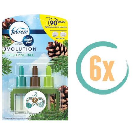 6x Febreze 3Volution Navulling Fresh Pine Tree 20ml, VoordeligInslaan.nl