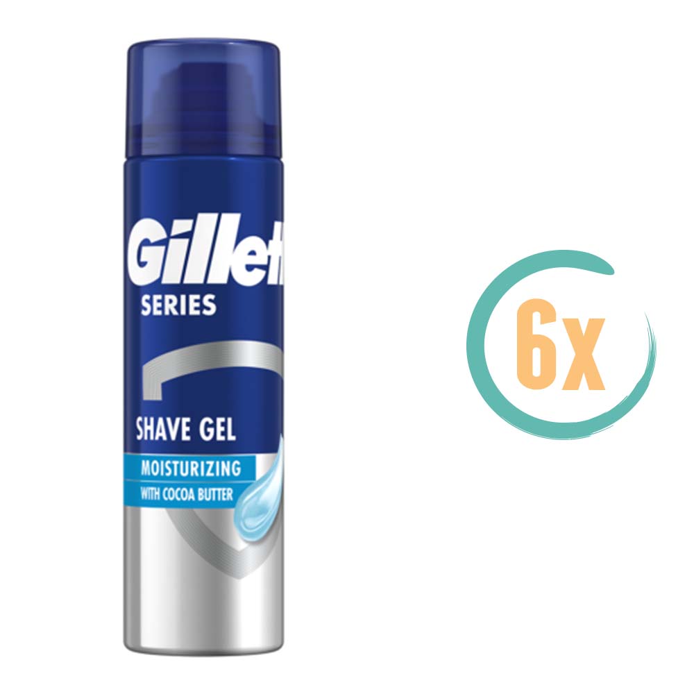 6x Gillette Moisturising Scheergel met Cocoa Butter 200ml