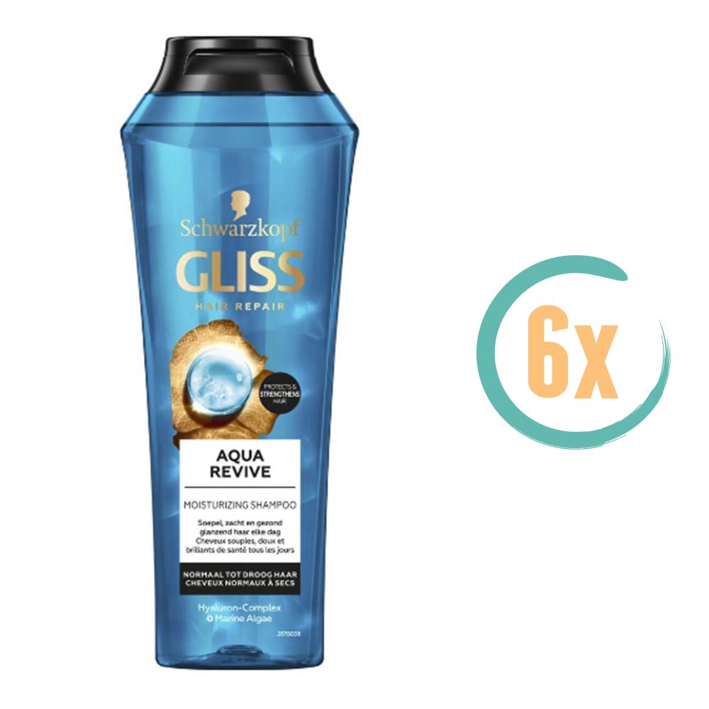 6x Gliss Kur Aqua Revive Shampoo 400ml