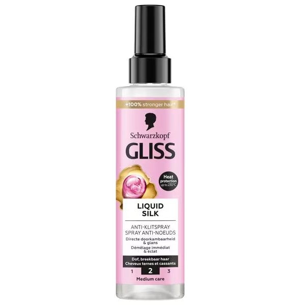 6x Schwarzkopf Gliss Liquid Silk Anti Klitspray 200ml