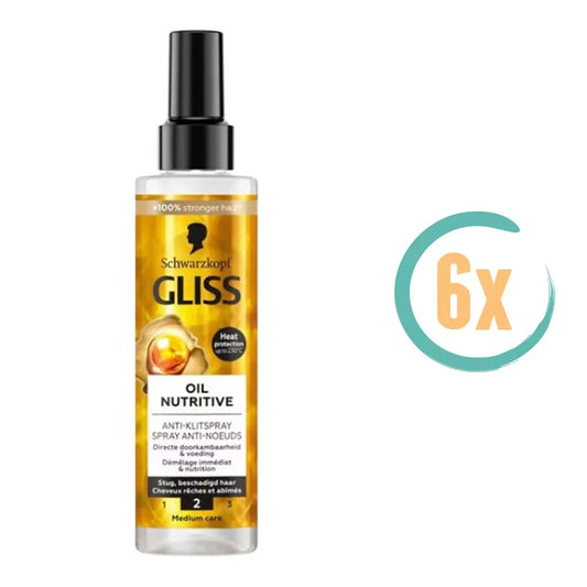 6x Gliss Kur Oil Nutritive Anti klitspray 200ml