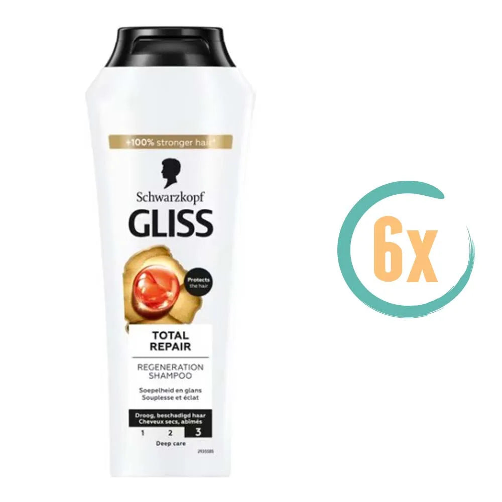 6x Gliss Kur Total Repair Shampoo 400ml