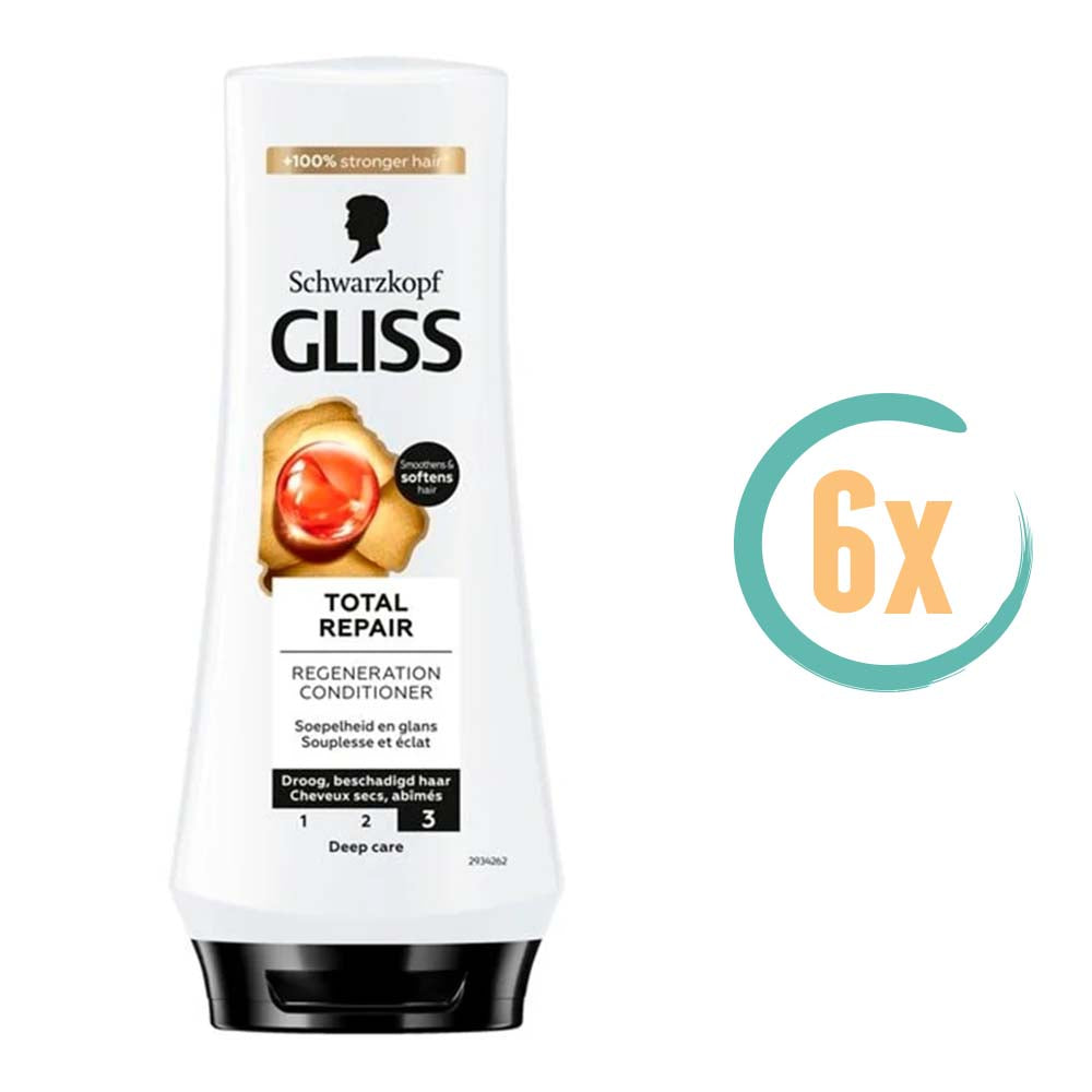 6x Gliss Kur Total Repair Conditioner 200ml