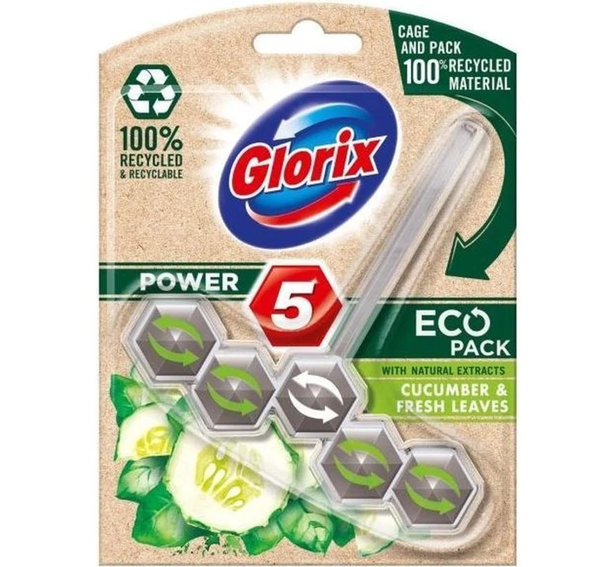 9x Glorix ECO Toiletblok Cucumber & Fresh Leaves