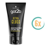 6x Got2b Ultra Glued Styling Gel 150ml