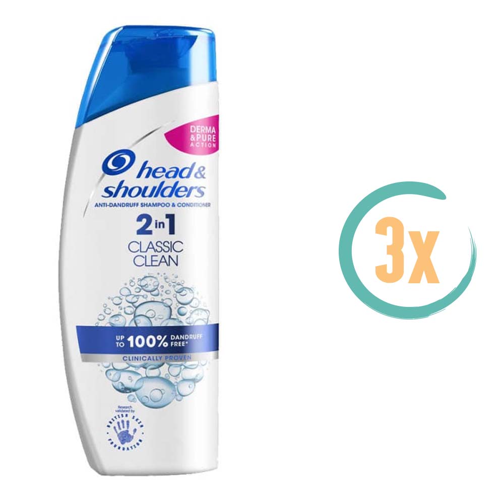 3x Head & Shoulders Classic 2in1 Shampoo 450ml