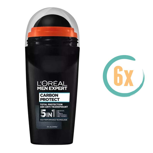 6x L'Oréal MEN Expert Carbon Protect Deoroller 50ml