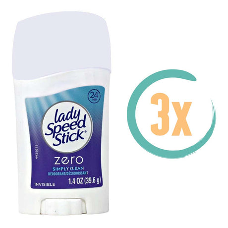 3x Lady Speed Stick Zero Simply Clean 39,6gr, VoordeligInslaan.nl