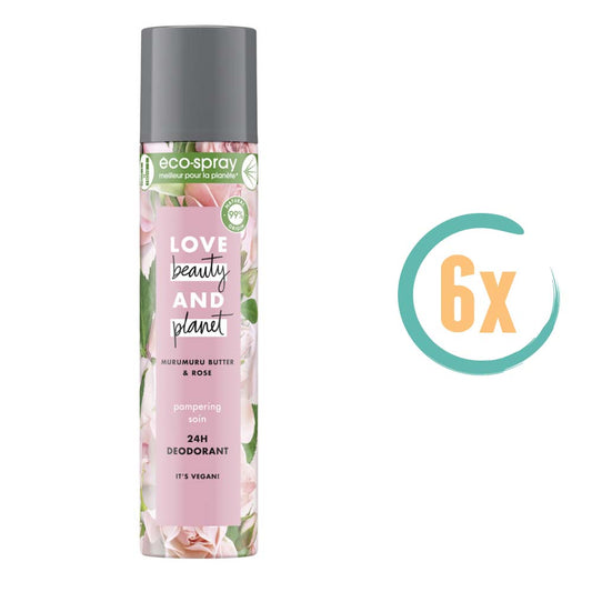 6x Love Beauty and Planet Pampering Deospray 75ml