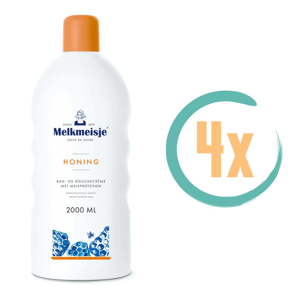 4x Melkmeisje Bad & Douchecreme Honing 2L, VoordeligInslaan.nl