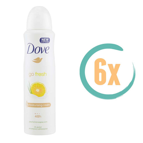 6x Dove Go fresh Grapefruit Deospray 150ml, VoordeligInslaan.nl