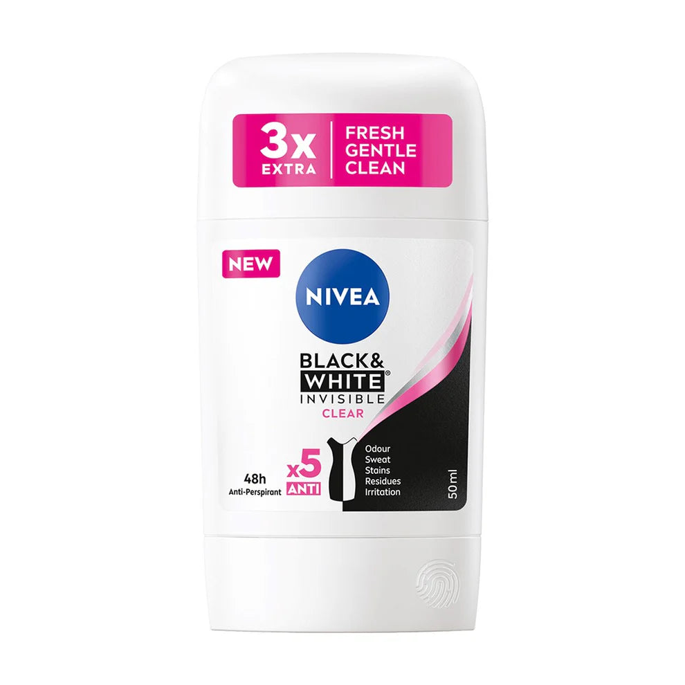 5x Nivea Black & White Clear Deostick 50ml