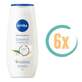 6x Nivea Coconut & Jojoba Oil Douchecreme 250ml, VoordeligInslaan.nl