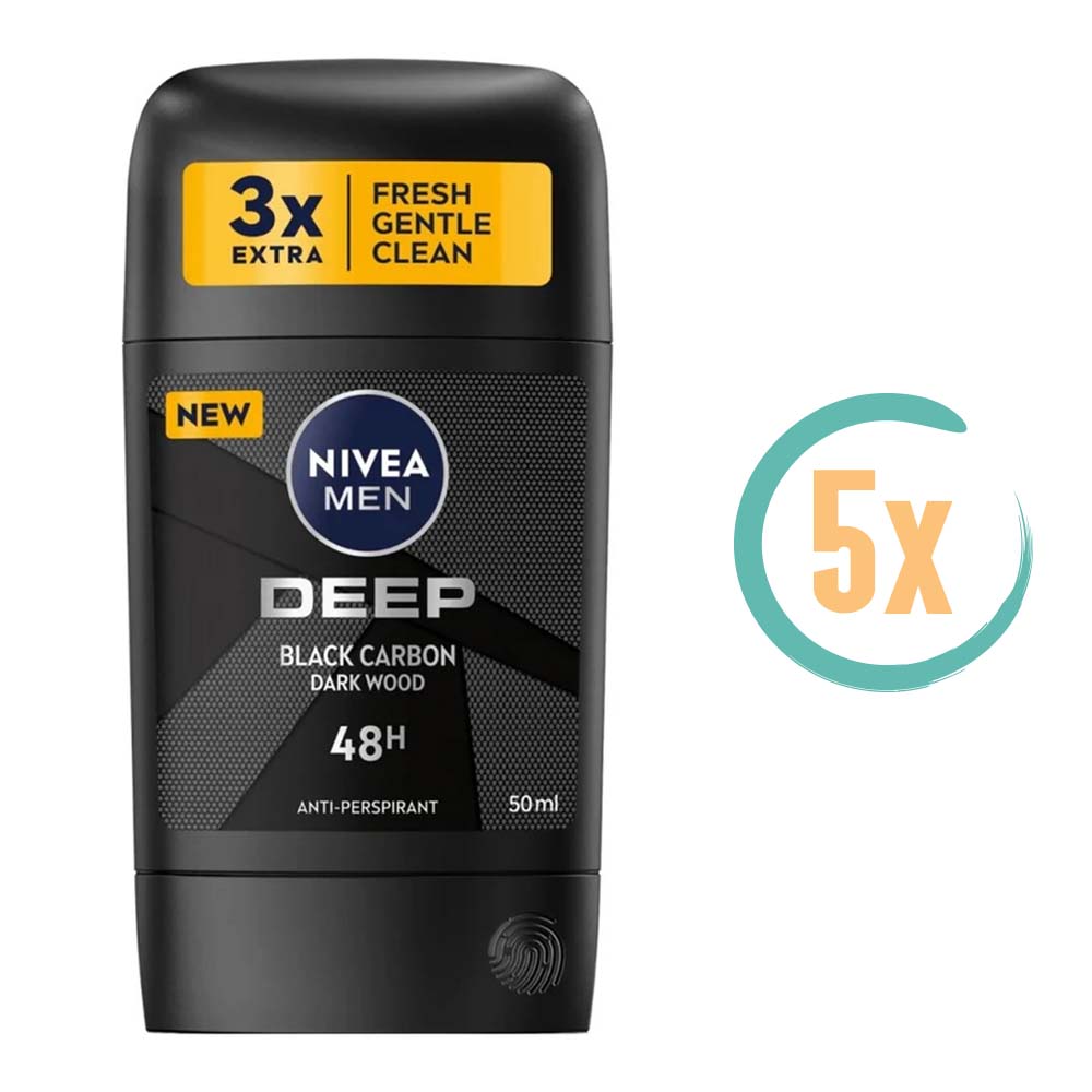 5x Nivea Deep Black Carbon Deostick 50ml