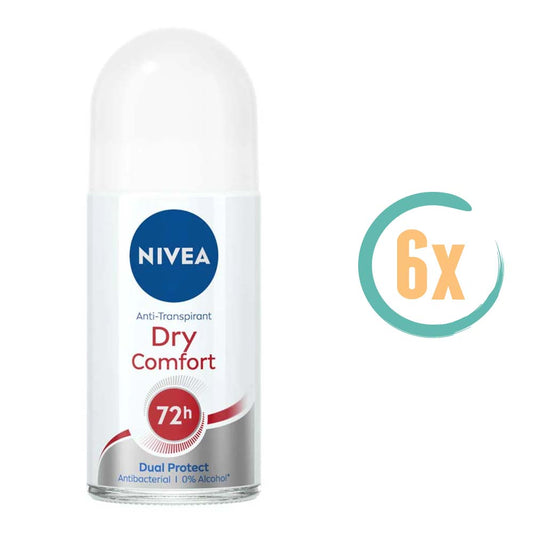 6x Nivea Dry Comfort 72H Deoroller 50ml