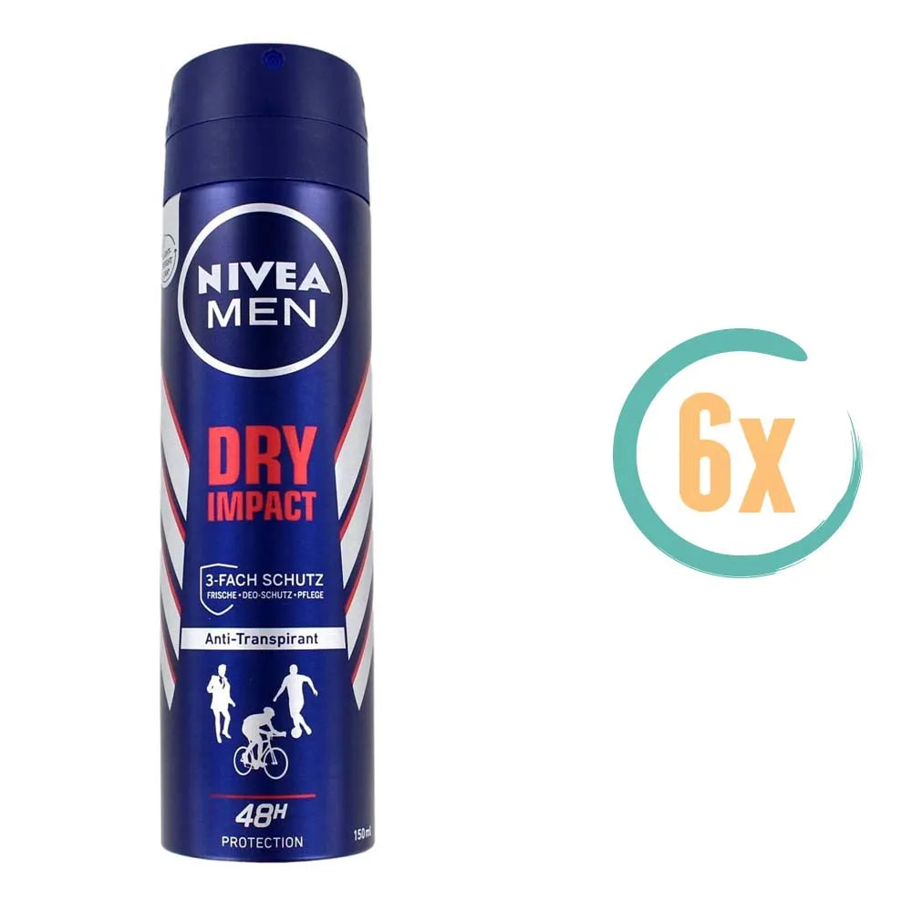 6x Nivea Dry Impact Deospray Men 150ml