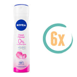 6x Nivea Fresh Flower Deospray 150ml