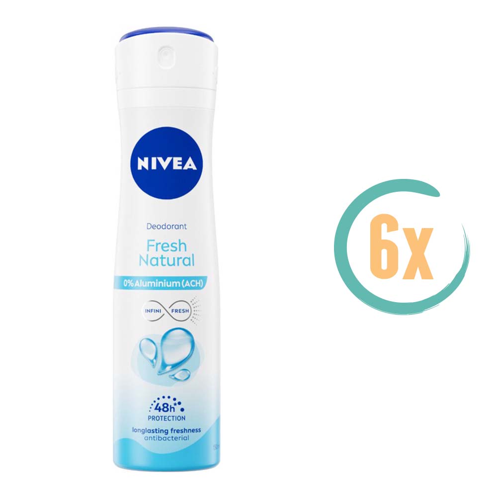 6x Nivea Fresh Natural Deospray 150ml