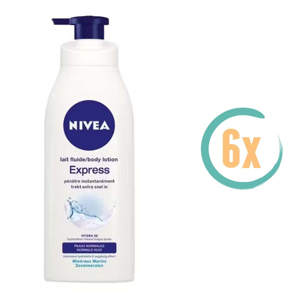 6x Nivea Express Hydra IQ Bodylotion met Pomp 400ml