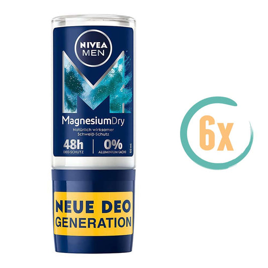 6x Nivea Magnesium Dry Deoroller 50ml