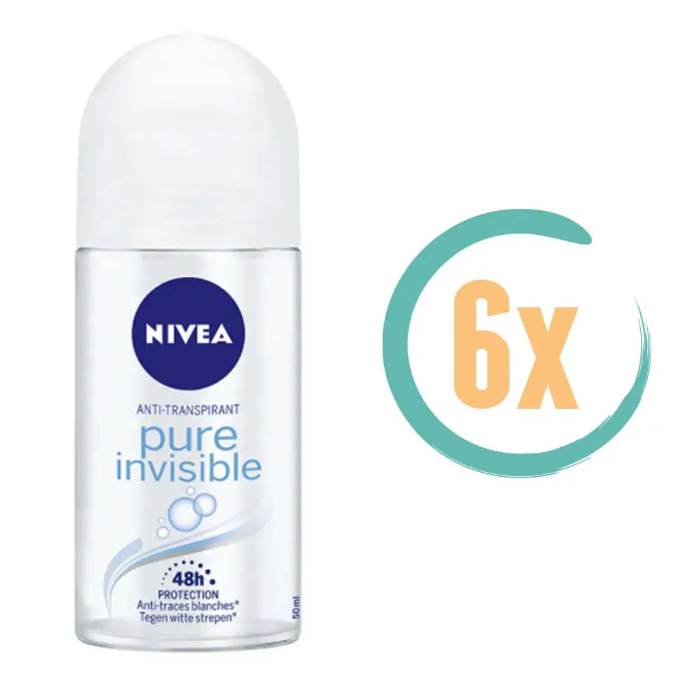 6x Nivea Pure Invisible Deoroller 50ml