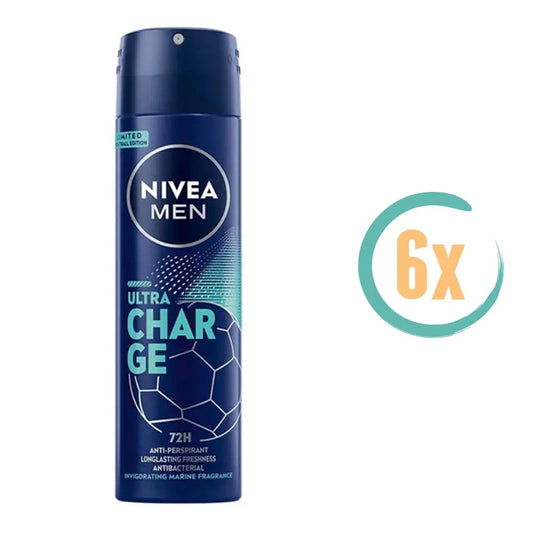 6x Nivea Ultra Charge Deospray Football Edition 150ml