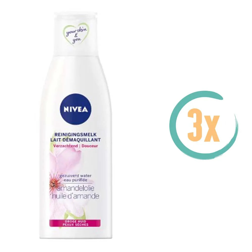 3x Nivea Verzachtende Reinigingsmelk 200ml