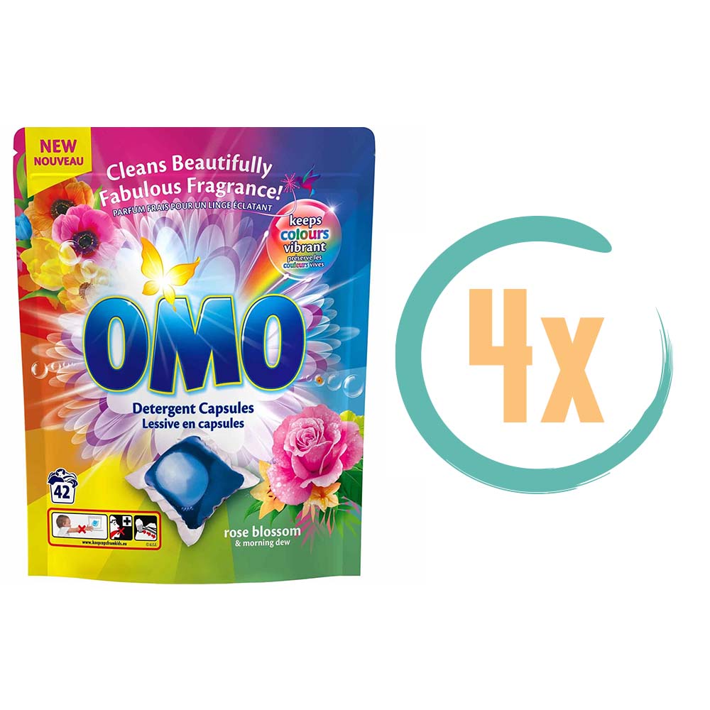 4x Omo Wascapsules Rose Blossom 840gr, VoordeligInslaan.nl