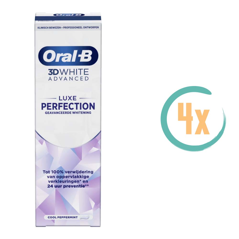 4x Oral-B 3D White Luxe Perfection Cool Peppermint Tandpasta 75ml