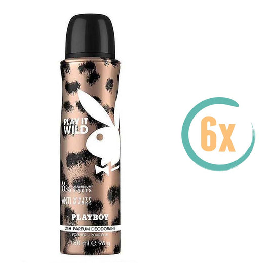 6x Playboy Play It Wild Parfum Deospray 150ml