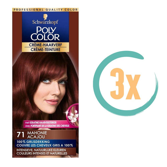 3x Poly Color Creme Haarverf 71 Mahonie, VoordeligInslaan.nl