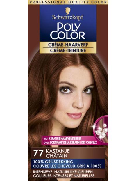 3x Poly Color Creme Haarverf 77 Kastanje, VoordeligInslaan.nl