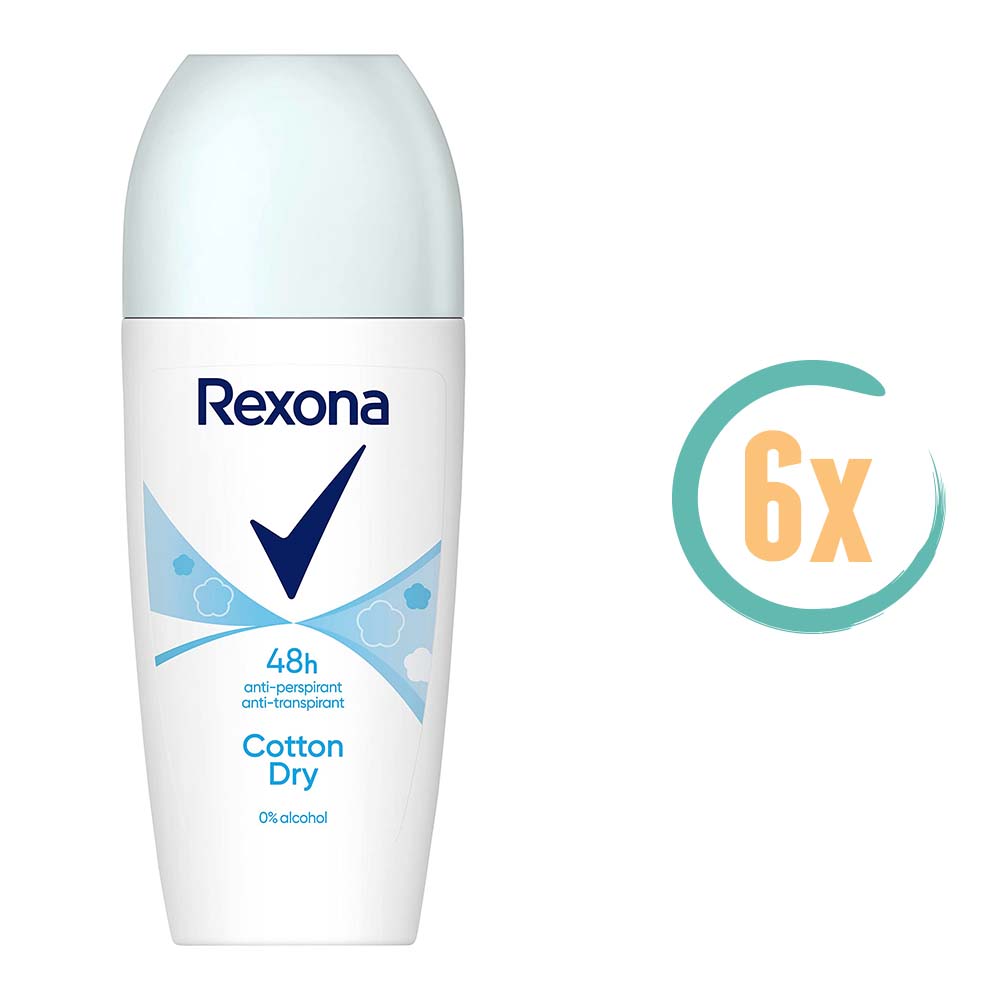 6x Rexona Cotton Dry 48H Deoroller 50ml