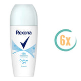 6x Rexona Cotton Dry 48H Deoroller 50ml