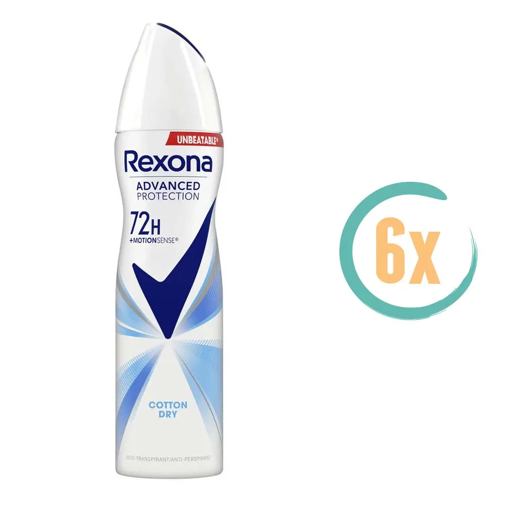 6x Rexona Cotton Dry 72H Deospray 150ml