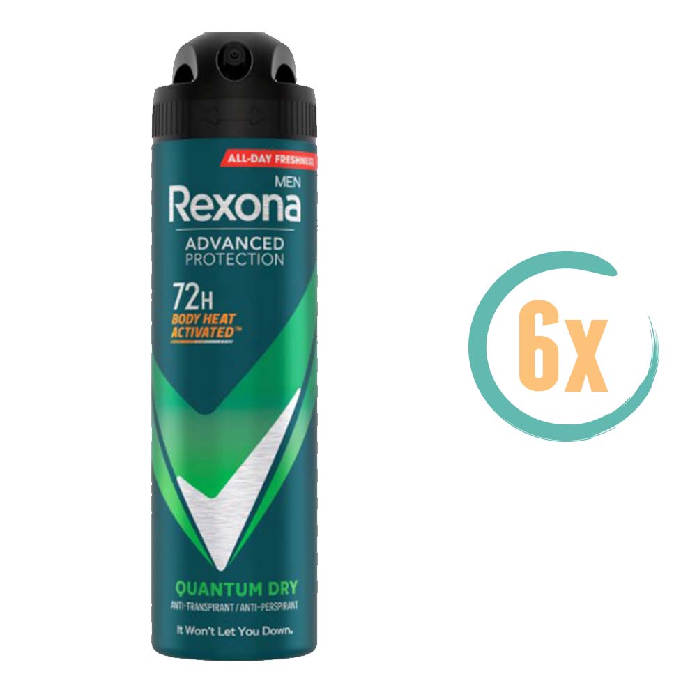 6x Rexona Quantum Dry 72H Deospray 150ml