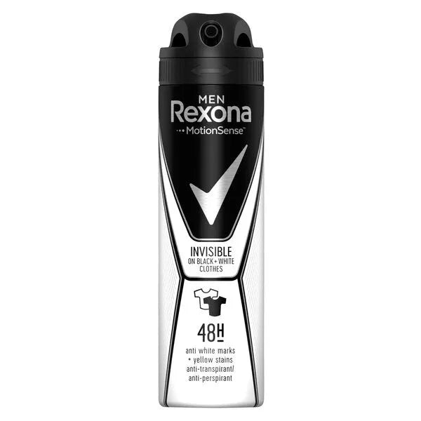 6x Rexona Men Invisible Black & White Deospray 150ml, VoordeligInslaan.nl