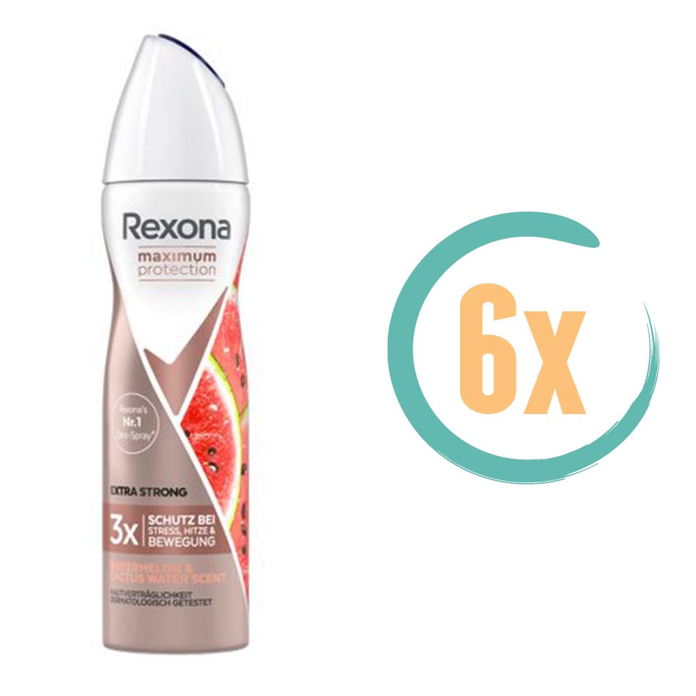 6x Rexona Maximum Protection Watermelon & Cactus Deospray 150ml, VoordeligInslaan.nl