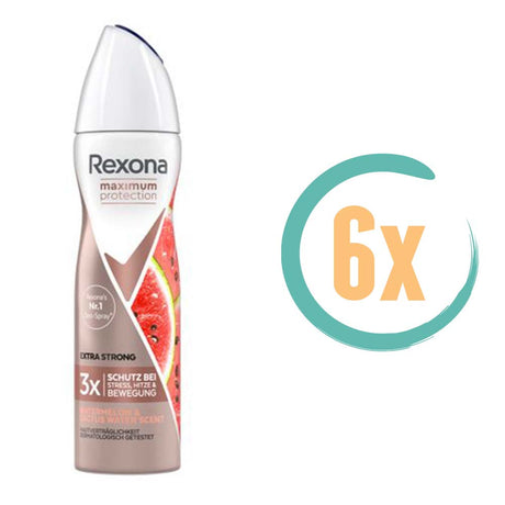 6x Rexona Maximum Protection Watermelon & Cactus Deospray 150ml, VoordeligInslaan.nl