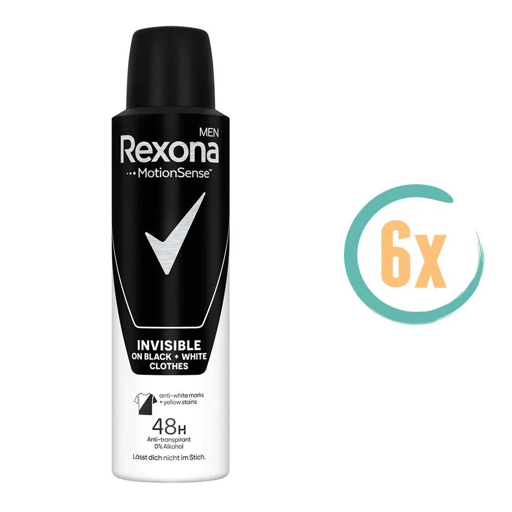 6x Rexona Men Invisible Black & White Deospray 150ml