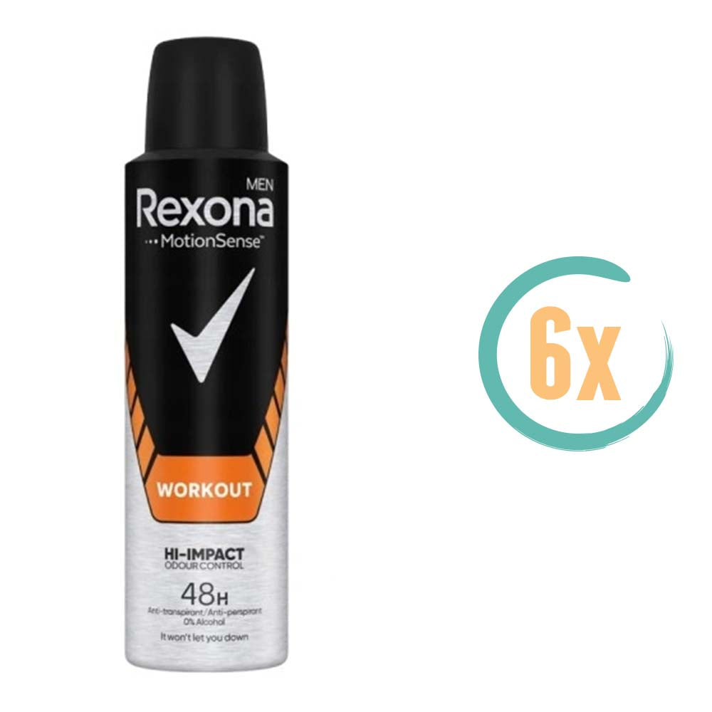 6x Rexona Men Workout Hi-Impact Deospray 150ml